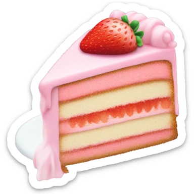 pastel pink strawberry cake slice sticker