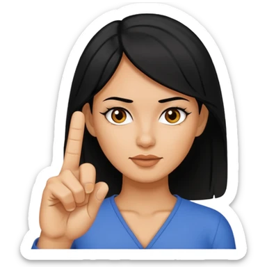 Woman with black hair showing middle finger  sticker