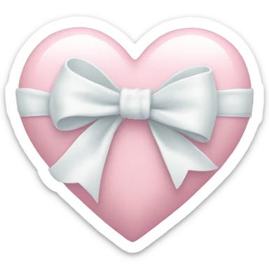 Pastel pink heart with white bow sticker