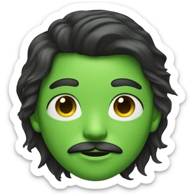 boy green skin with moustache and long hair sticker