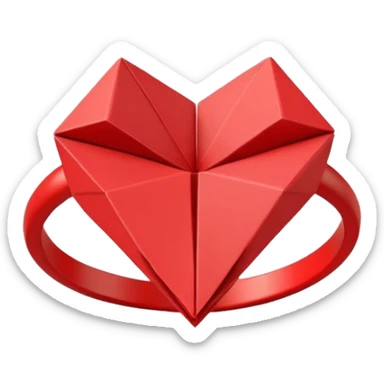 paper origami heart ring sticker