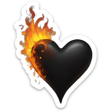 Black heart wrapped in fire  sticker