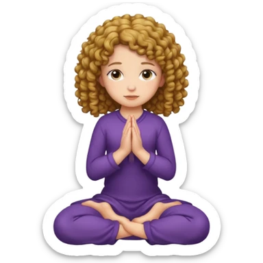 girl praying on knees curls  sticker