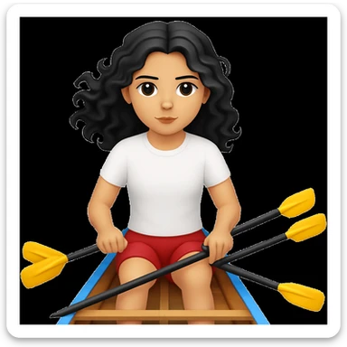 Make the girl's outfit red shorts and a white short-sleeved t-shirt in the style of apple style emojis sticker