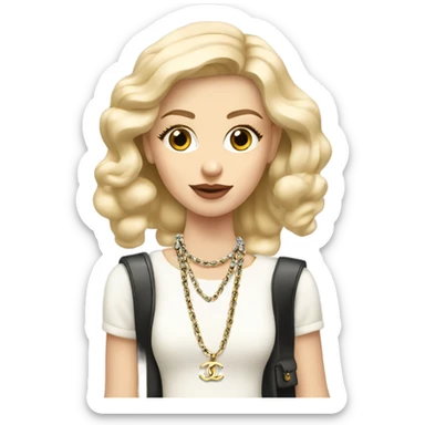Blonde Chanel Slavic Girl with chanel bag and Chanel necklace sticker