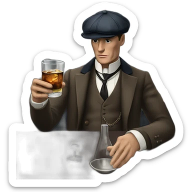 Tommy shelby peaky blinders drinking whisky sticker