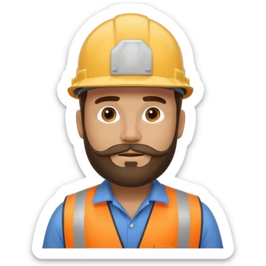Construction site manager with beard sticker