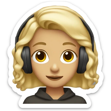 blonde with brown eyes listening to music sticker