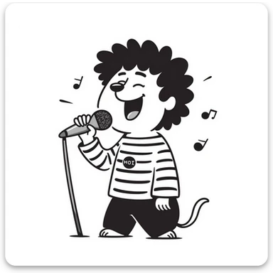 hand-drawn doodle style wombat singing on a microphone sticker
