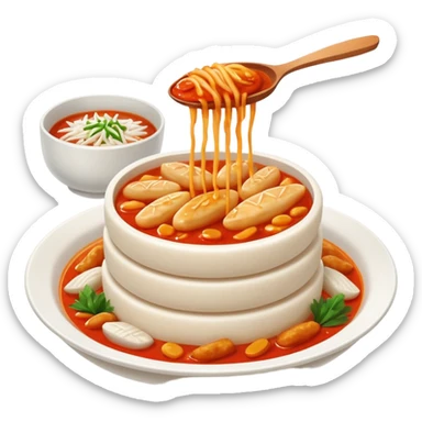 Tteokbokki, Korean food, rice cake, fish cake sticker