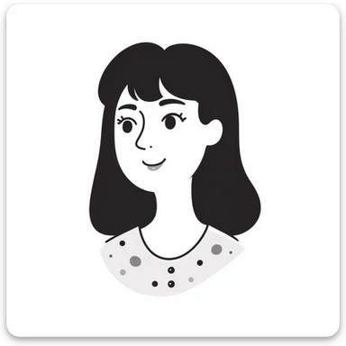 Attractive woman with dark brown bangs and light natural makeup sticker