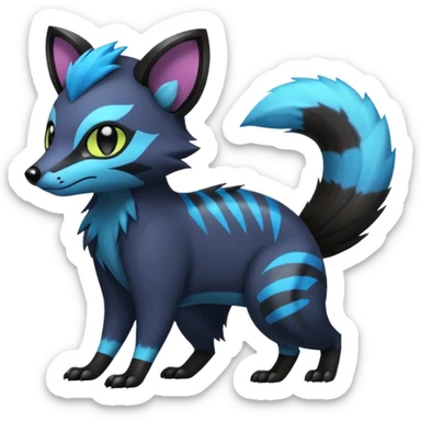 Edgy punky gothic dark gloomy colorful neon dusky Civet-Electrike-Manectric-Genet-Furret-Fakemon-Pokémon-fusion-creature  sticker