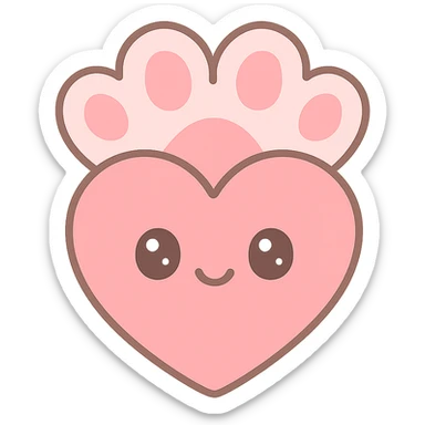 a pink heart in a playful, cute style, resembling a pisyol (cat paw) with soft, rounded shapes and a gentle, friendly vibe sticker
