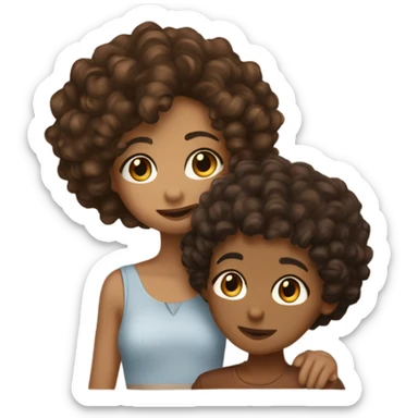 Pretty brownskin girl with short brown hair kissing a lightskin boy with curly brown hair sticker