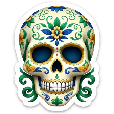 sugar skull in Milwaukee Bucks colors (green, cream, and blue) sticker
