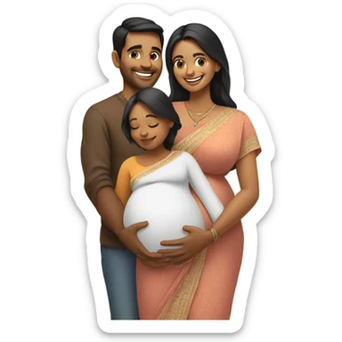 indian pregrant couple sticker