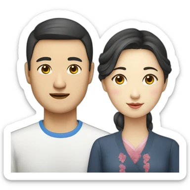 korean man and ukrainian woman sticker