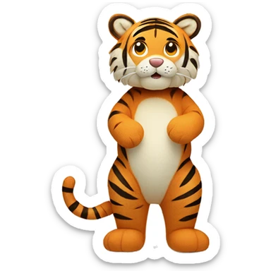 whole body of tiger in jellycat style (standing and two sides) sticker