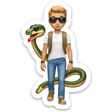 anthropomorphised snake wearing jeans, t-shirt, sunglasses, walking upright sticker