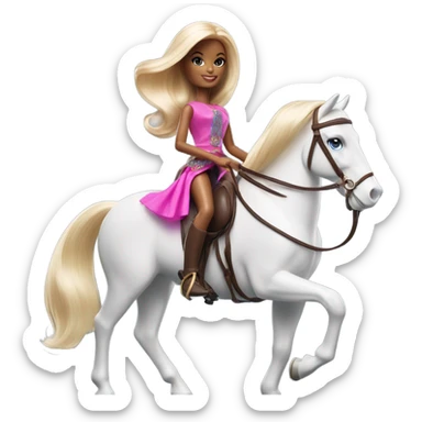 Barbie doll riding a horse  sticker