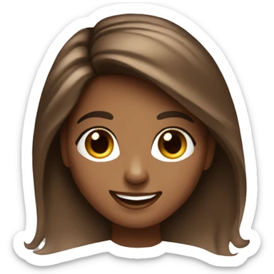 brown balayage Hair girl with macbook, smiling sticker