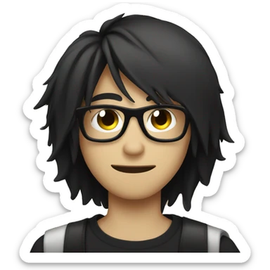 emo guy with glasses and black hair sticker