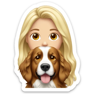 Blonde long haired White girl with Bernese mountain dog sticker