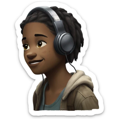 Ellie from the last of us listening to music on a sony Walkman  sticker