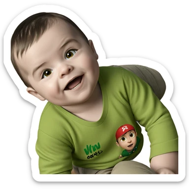 realistic boy in green shirt sticker