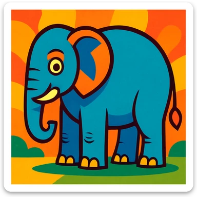 elephant, vibrant cartoon style sticker