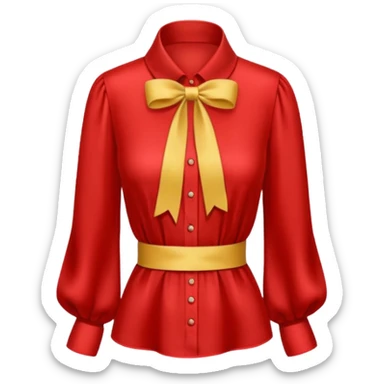 red blouse with ribbon sticker