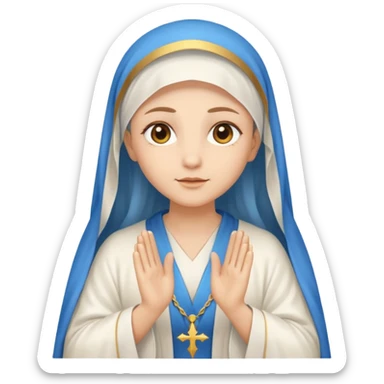 Nossa senhora das graças com manto branco e vel azul ,com áurea e mãos postas  sticker