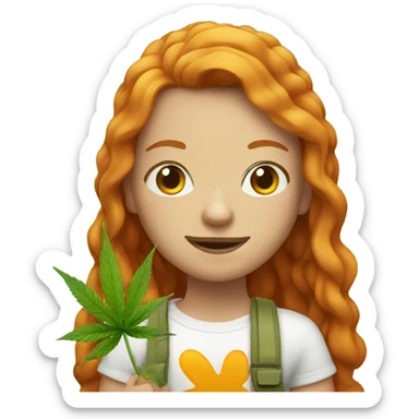 pretty ginger girl with weed sticker