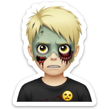 boy zombie with blonde emo hair emoji sticker