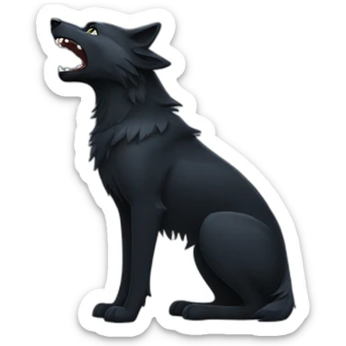Black wolf howling  sticker