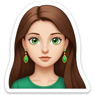 girl with long smooth hair, green eyes, earrings sticker
