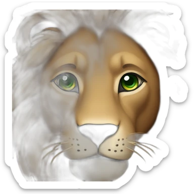 brown lion with a black  mane and green eyes sticker