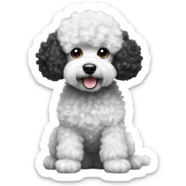 Dog that is black and white poodle with fluffy curly hair sticker