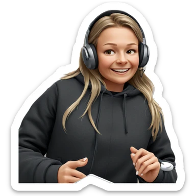 smiling girl with headphones indoors sticker