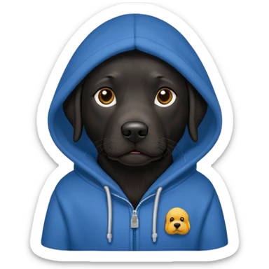 Black lab wearing a hoodie sticker