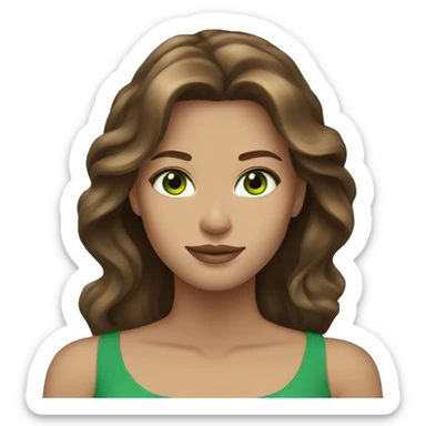 beautiful woman long brown hair green eyes beige skin sticker