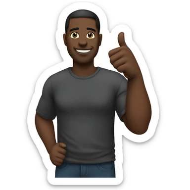 heavy set black man with a thumb up sticker