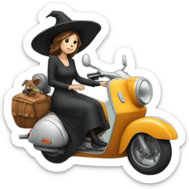 witch with vespa animal printer sticker