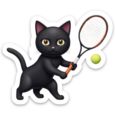 Cat black qui joue au tennis  sticker