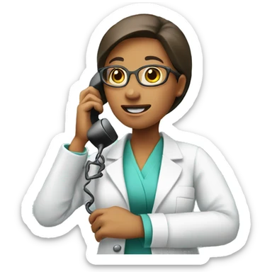a woman pharmacist talking on the phone sticker