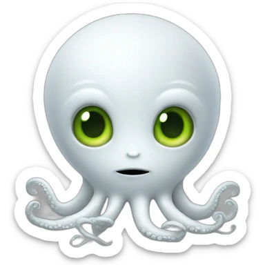 White little alien with tentacles on chin sticker