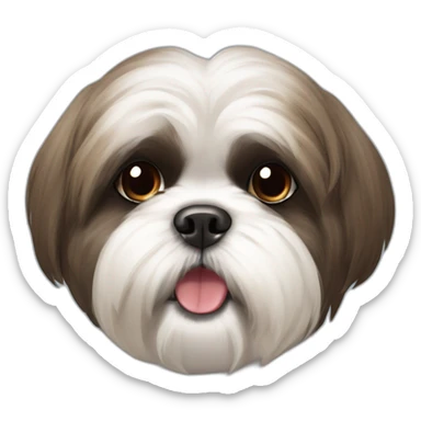 Shih Tzu dog blackish mouth hair and with a collar saying Macchi sticker