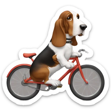 Basset hound riding a bike sticker