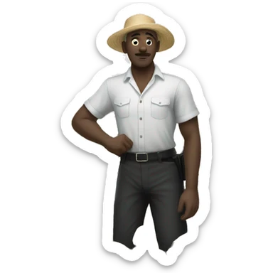 un noir qui prend du coton dans un champs sticker