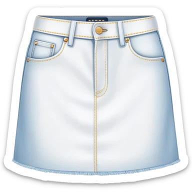 super realistic isolated white denim mini skirt sticker